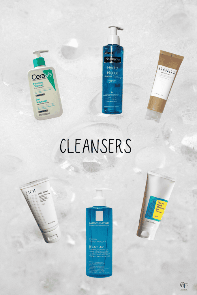 Minimal skincare routine featuring CeraVe foaming cleanser, CeraVe facial moisturizer, and La Roche‑Posay Anthelios SPF 50+ sunscreen.